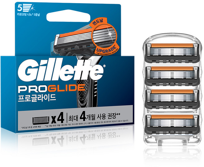 질레트 정품 프로글라이드 매뉴얼 면도날, 4개입, 1개