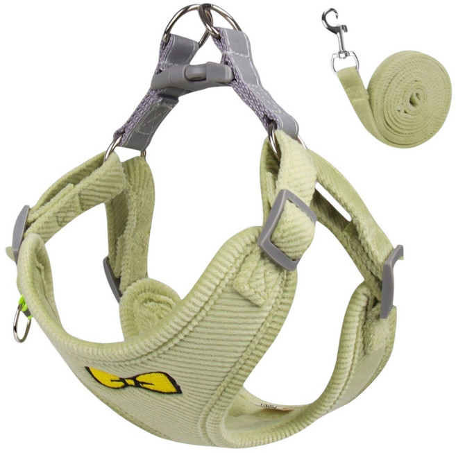 DUOMM 강아지 하네스 + 리드줄, 그린, 1세트