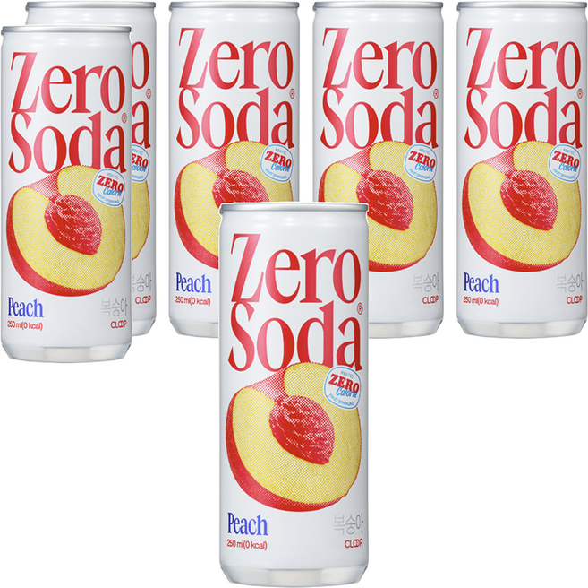 클룹 제로소다 복숭아, 250ml, 6개