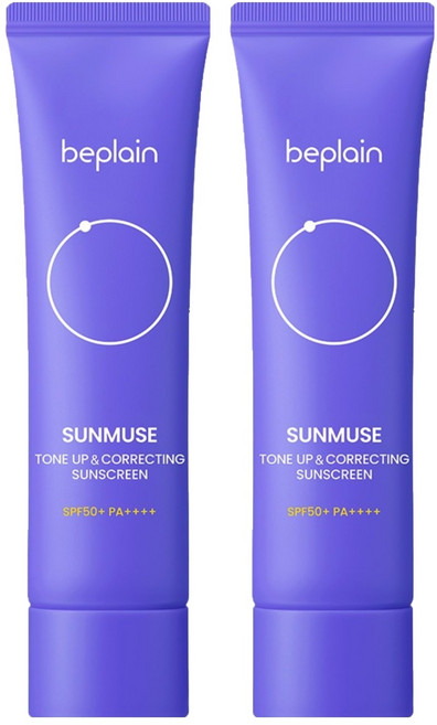 비플레인 선뮤즈 톤업 앤 코렉팅 선크림 SPF50+ PA++++, 50ml, 2개