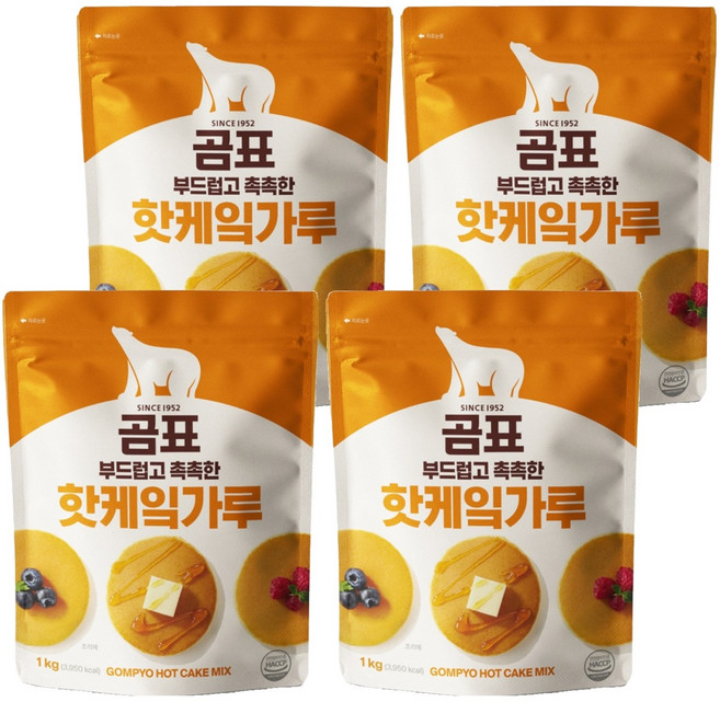 곰표 부드럽고 촉촉한 핫케잌가루, 1kg, 4개