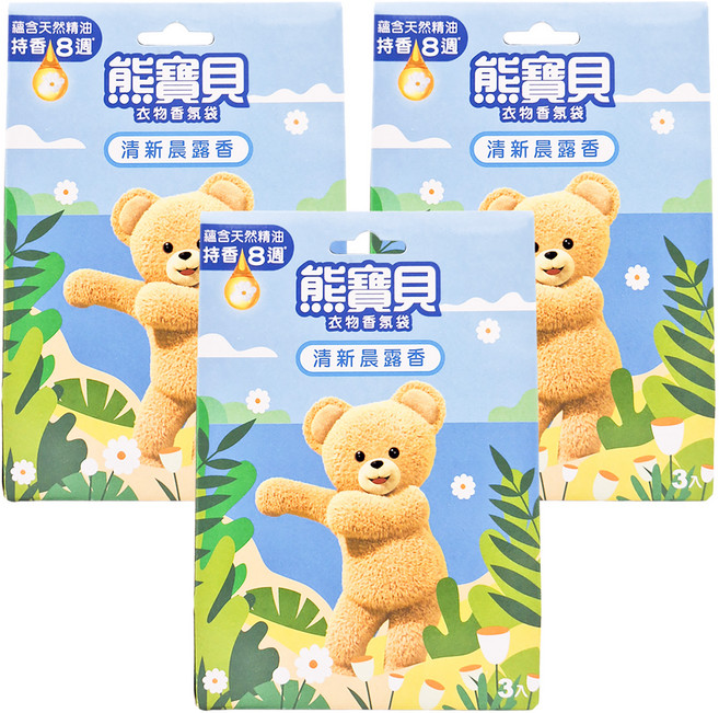 Snuggle 熊寶貝 衣物香氛袋, 清新晨露香, 21g, 3盒