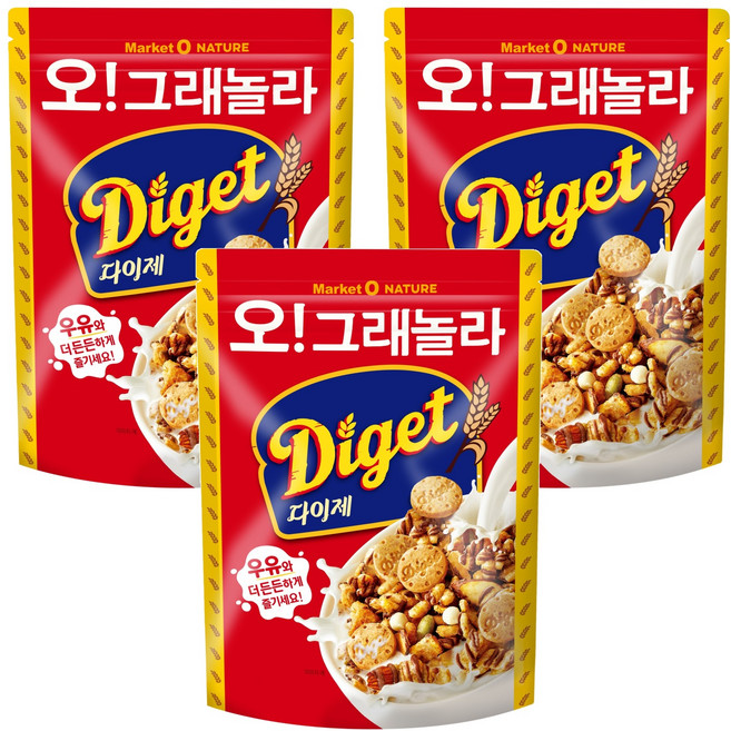 마켓오네이처 오 그래놀라 다이제 시리얼, 300g, 3개