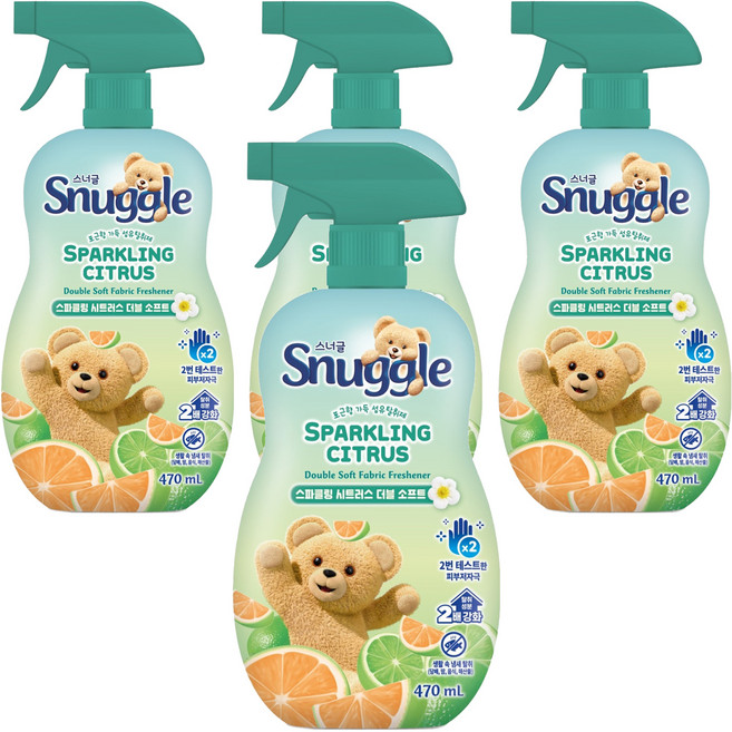 스너글 스파클링 시트러스 더블 소프트 섬유탈취제 본품, 470ml, 4개