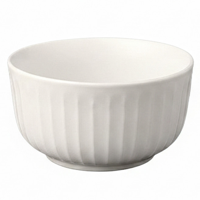 Homely Zakka 北歐創意輕奢風立體豎條紋陶瓷圓形飯碗 直徑11.2cmX6cm, 珍珠白, 1個