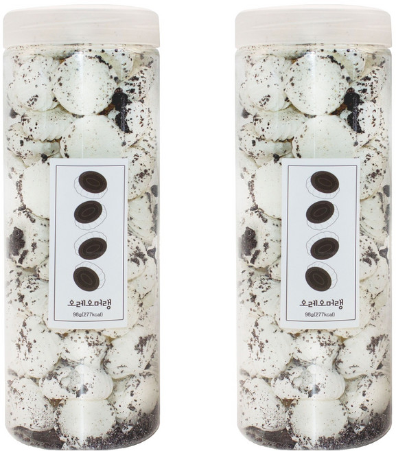 설롱디저트 솜사탕 통머랭쿠키 오레오맛 1000ml, 98g, 2개