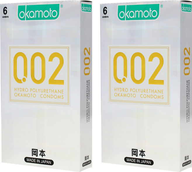 오카모토 0.02 하이드로 폴리우레탄 일반형 콘돔, 6개입, 2개