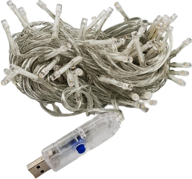 100LED透明線串燈 10m 3歲以上, 暖白, 1條