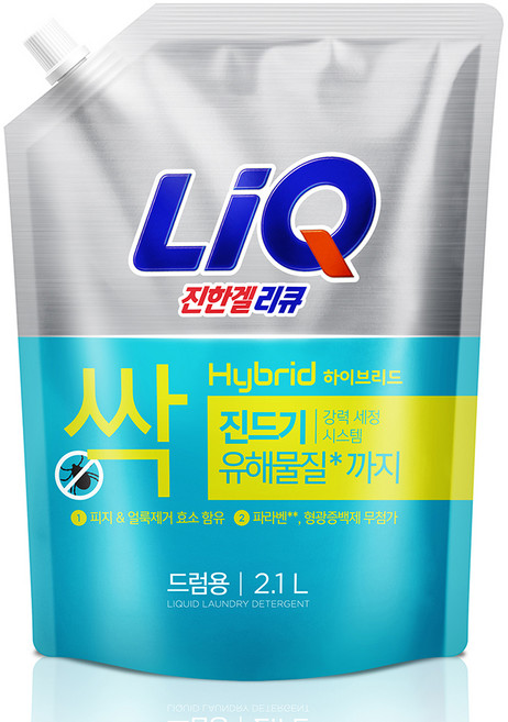 리큐 진한겔 하이브리드 드럼세탁기용 액상세제 리필, 2.1L, 1개