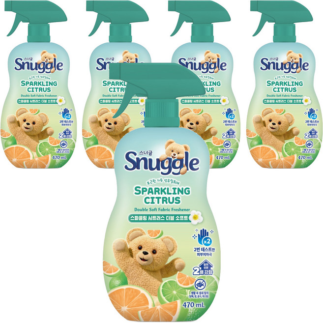 스너글 스파클링 시트러스 더블 소프트 섬유탈취제 본품, 470ml, 5개