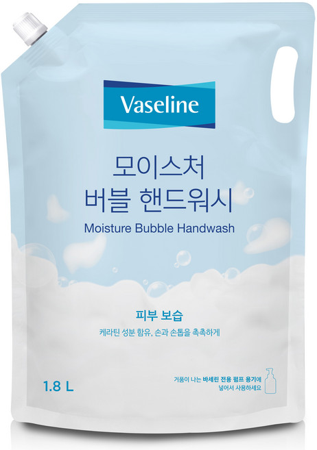 애경바세린 모이스처 버블 핸드워시 리필, 1.8L, 1개