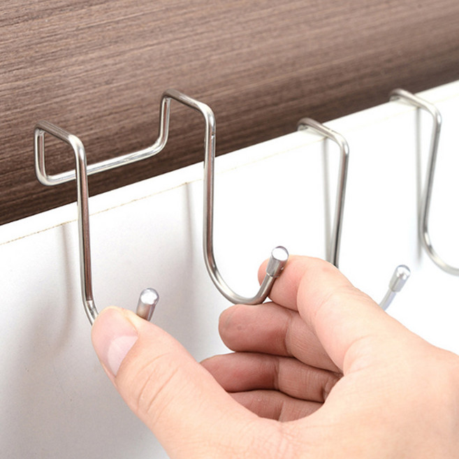 마켓플랜 스텐 304 다용도 도어걸이 더블 후크 스퀘어형, 실버, 4개