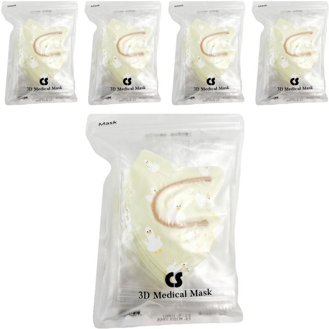 CS 凱馺國際 凱馺醫用口罩 未滅菌 兒童立體 3D MF10578 XS, 20片, 5包, 快樂鴨鴨