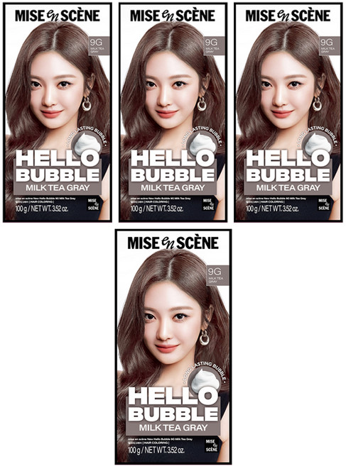 mise en scene 魅尚萱 Hello Bubble泡沫染髮劑, 9G奶茶灰, 4盒