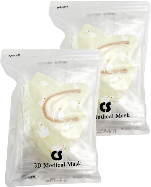 CS 凱馺國際 凱馺醫用口罩 未滅菌 兒童立體 3D MF10578 XS, 20片, 2包, 快樂鴨鴨