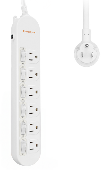 PowerSync 群加 6開6插 防突波延長線 PWS-EAS6627, 2.7m, 白色, 1個