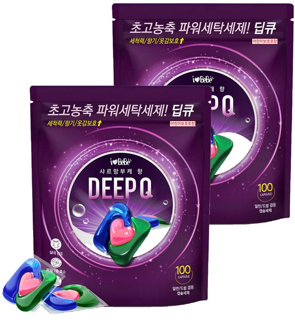 아이러브베베 딥큐 캡슐세제 샤르망부케향 1kg, 100개입, 2개