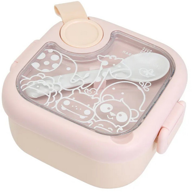 MARCUS&MARCUS 寶寶旅行餵食4件組-粉, 粉色, 餐碗 + 餐盒 + 食物剪 + 湯匙, 1組