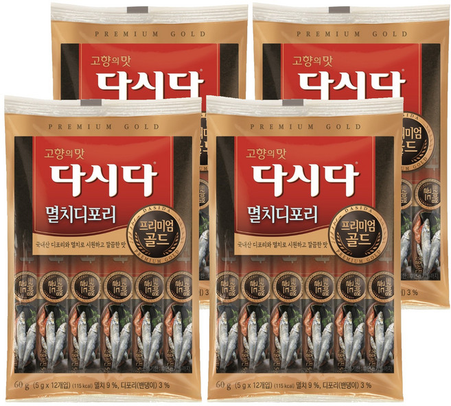다시다 프리미엄골드 멸치디포리 12p, 60g, 4개