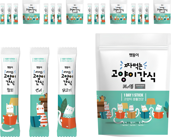 펫둥이 고단백 짜먹는 고양이 간식, 혼합맛(참치/연어/닭고기), 360g, 5개