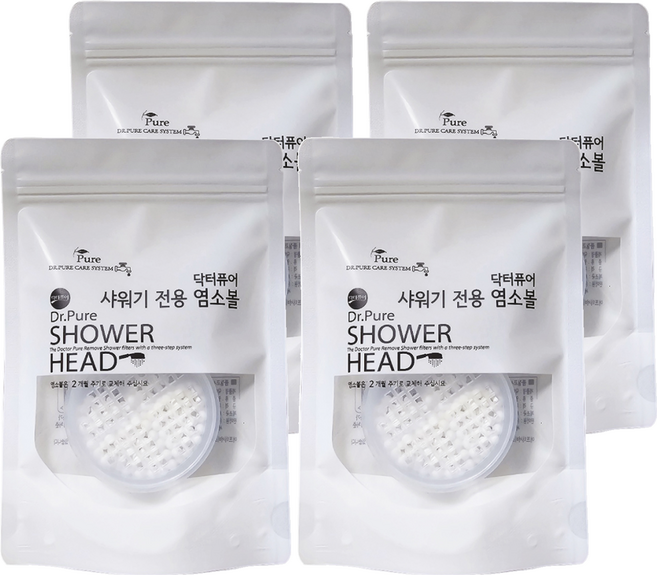 닥터퓨어 샤워기 전용 염소볼, 4개, 무향
