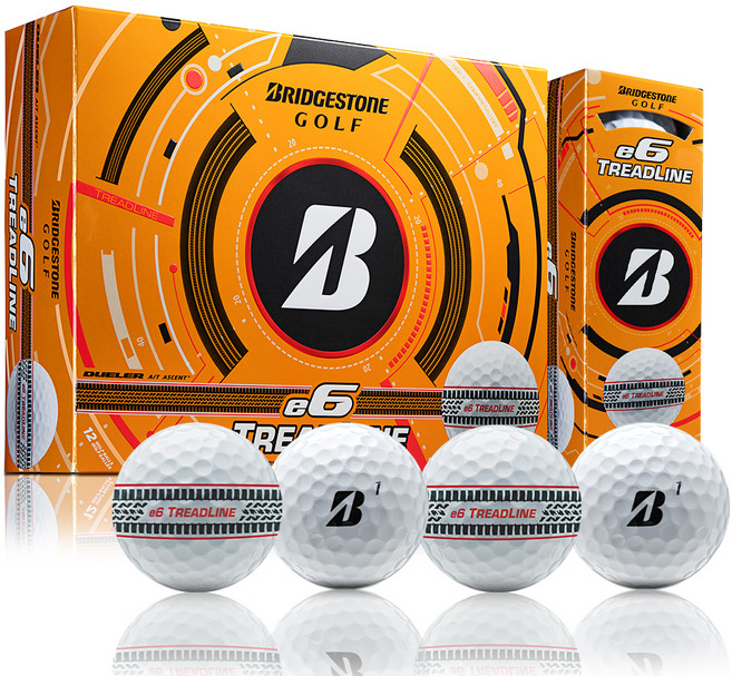 BRIDGESTONE 普利司通 E6 360度 Treadline 低壓縮 遠距 高爾夫球 2層, 白色, 12入, 1個