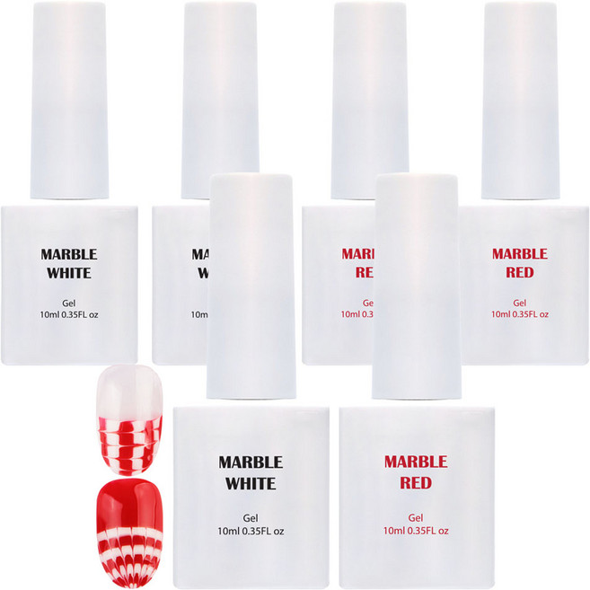 젬젤 원패스 마블 국시용 컬러 젤 2종 세트, 화이트, 레드, 3개, 20ml