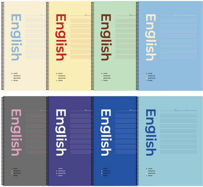 탐사 클리어 깔끔한 스프링 영어노트, 혼합색상, 8개