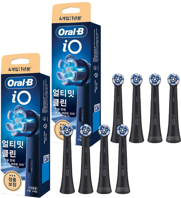 Oral-B 歐樂B iO Ultimate Clean 黑色電動牙刷替換刷頭, 8個, 單一商品