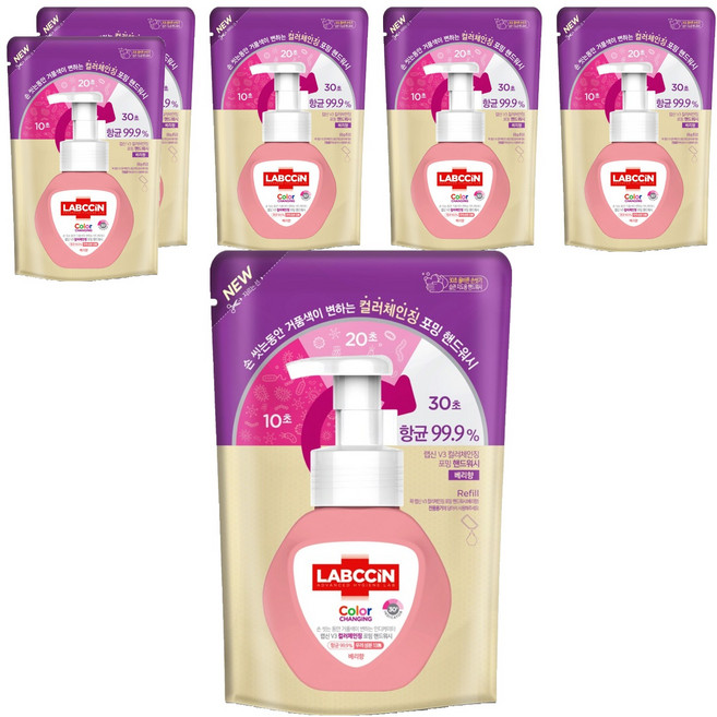 랩신 컬러체인징 핸드워시 리필 베리향, 200ml, 6개