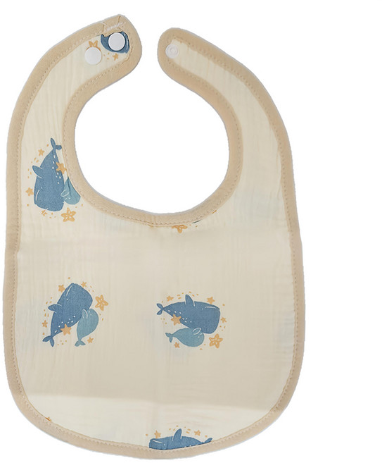 Doris.Ann 朵麗絲.安 CHU-MI 啾米 六層紗手繪圍兜, 鯨魚 黃色, 1條, 1件