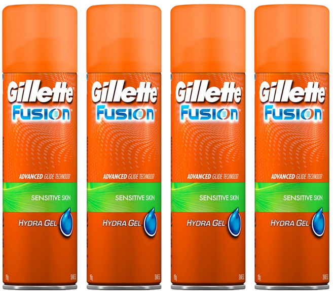 질레트 퓨젼 하이드라 센서티브 스킨 쉐이빙 젤, 195g, 4개
