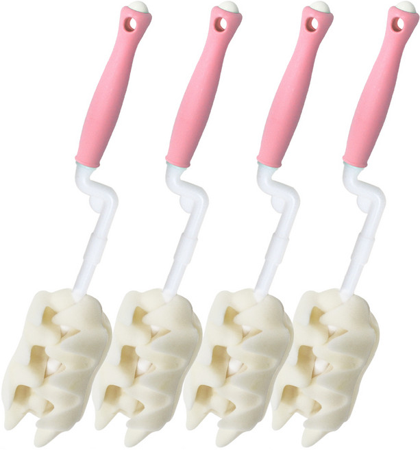 하이비 프리미엄 젖병 세척솔 회전형, 4개, 핑크