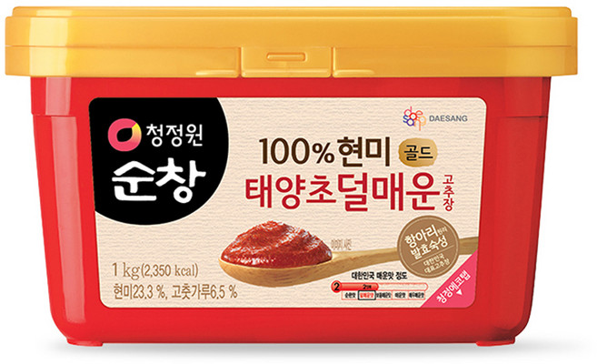 청정원순창 100% 현미 태양초 덜매운 고추장 골드, 1kg, 1개