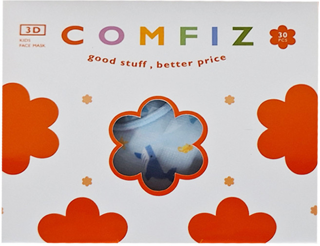COMFIZ 康菲 兒童3D醫療口罩 3~7歲, 1盒, 海底樂園 藍色, 30片