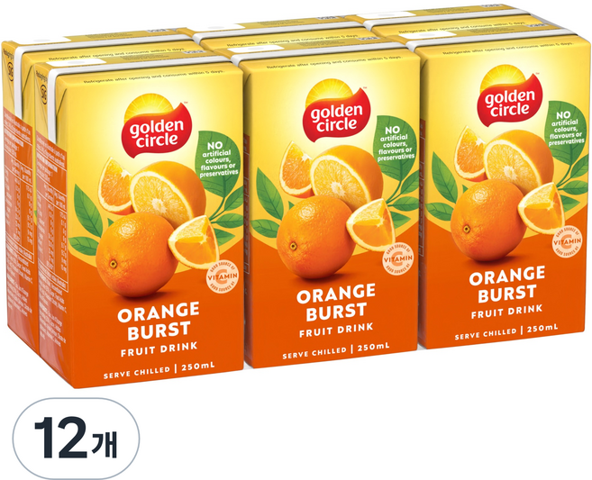 골든서클 오렌지 주스, 12개, 250ml