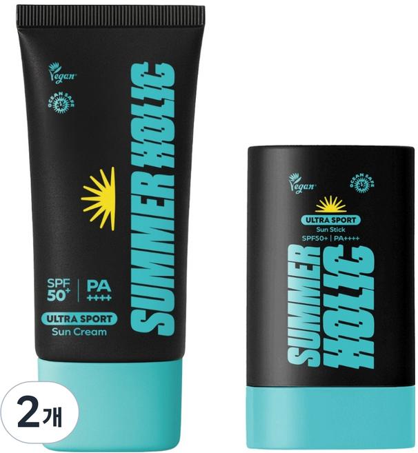 썸머홀릭 울트라 스포츠 선크림 50ml + 울트라 스포츠 선스틱 19g 세트 SPF50+ PA++++, 2개
