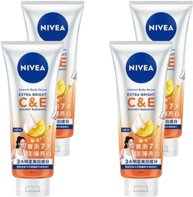 NIVEA 妮維雅 超能果萃澎彈亮白精華凝乳, 4個, 300ml