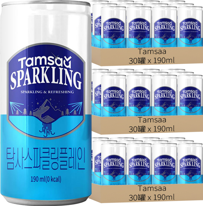 Tamsaa 原味氣泡水, 190ml, 90罐
