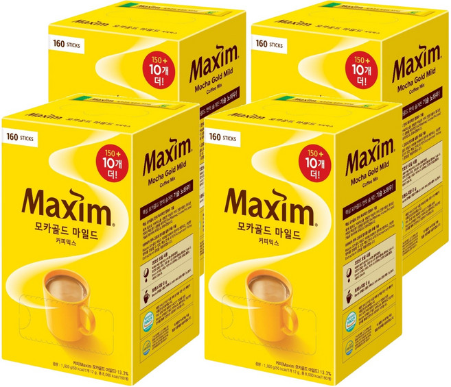 맥심 모카골드 마일드 커피 믹스, 12g, 160개입, 4박스