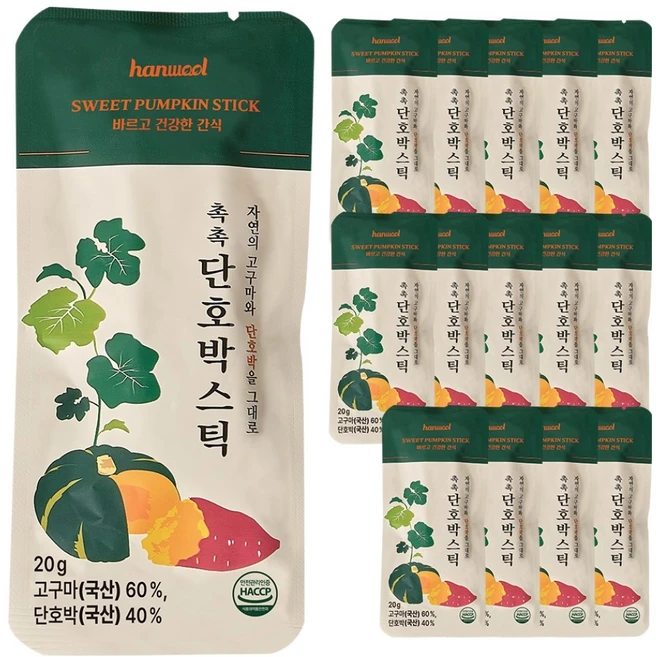 모랑모랑 촉촉 단호박스틱, 15개, 20g - 쿠팡