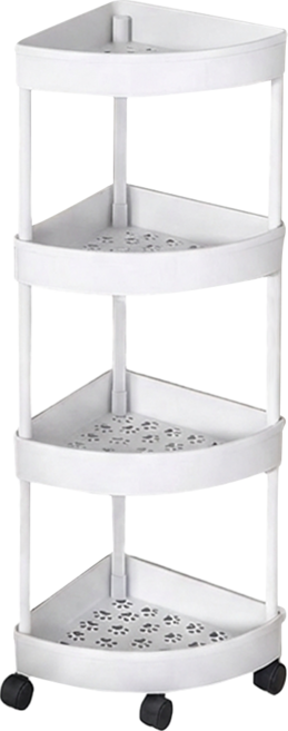 浴室落地置物架 03 三角 4層, 白色, 1個