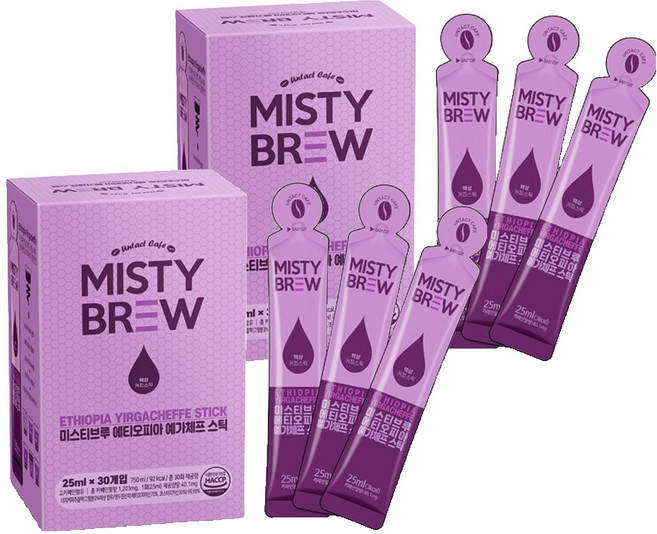미스티브루 에티오피아 예가체프 액상 스틱 더치커피, 25ml, 30개입, 2개