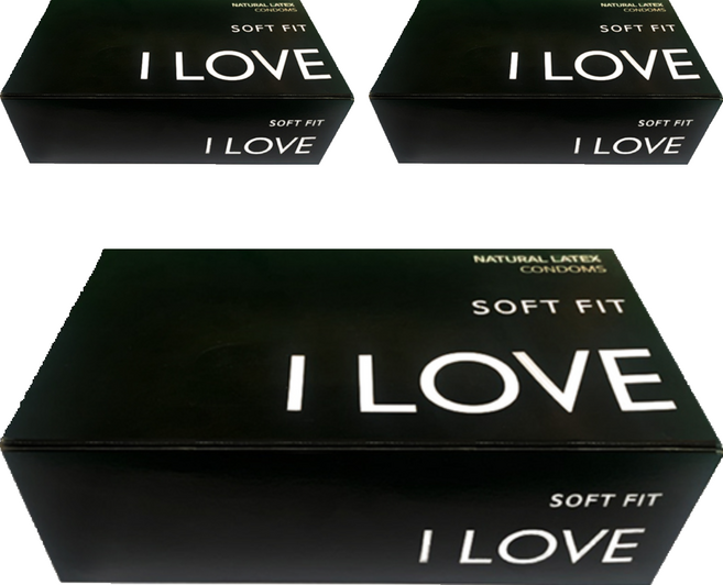 ILOVE 대용량 일반형 콘돔, 100개입, 3개
