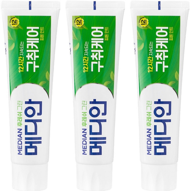 메디안 후레쉬 그린 치약, 120g, 3개