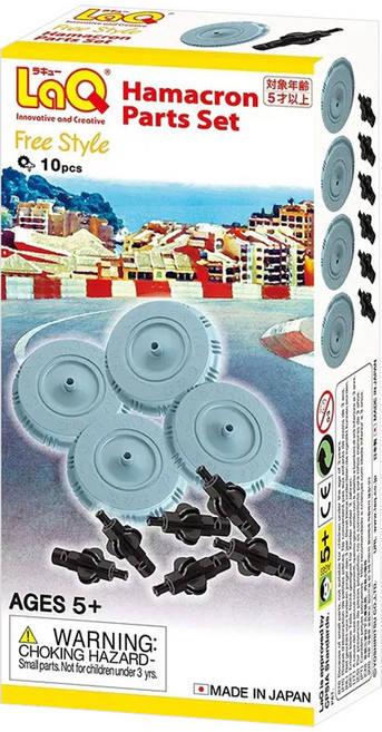LaQ 玩具車輪組, 1組, 灰色 + 黑色, 10片