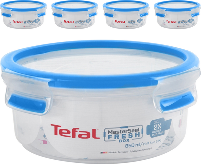 Tefal 特福 MasterSeal PP保鮮盒 圓型 K3022312, 1個容器 + 1個蓋子, 5個