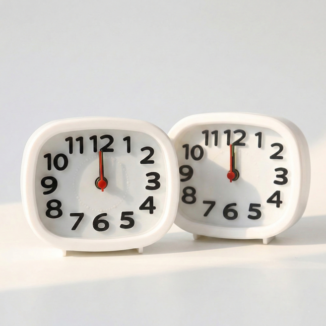 에이빈 책상용 알람 미니시계, 화이트