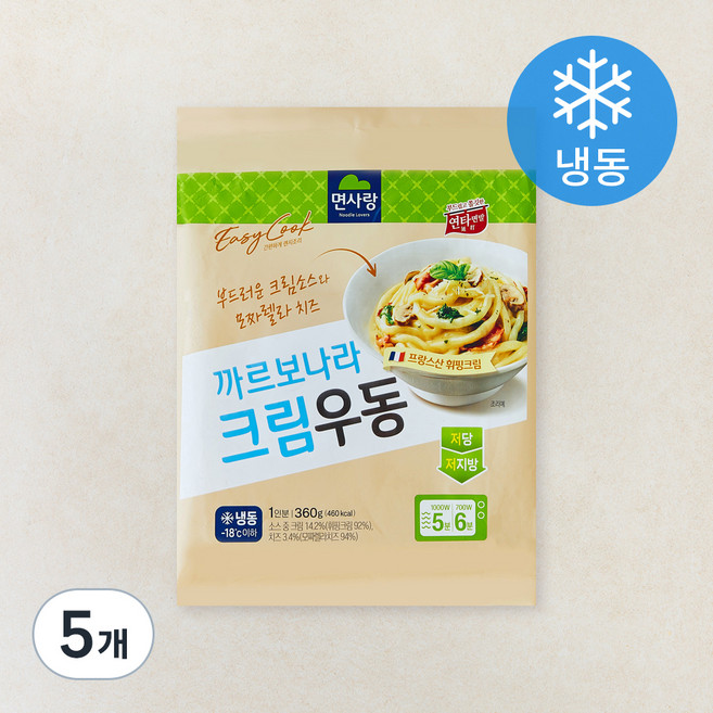 면사랑 까르보나라 크림우동 1인분 (냉동), 360g, 5개