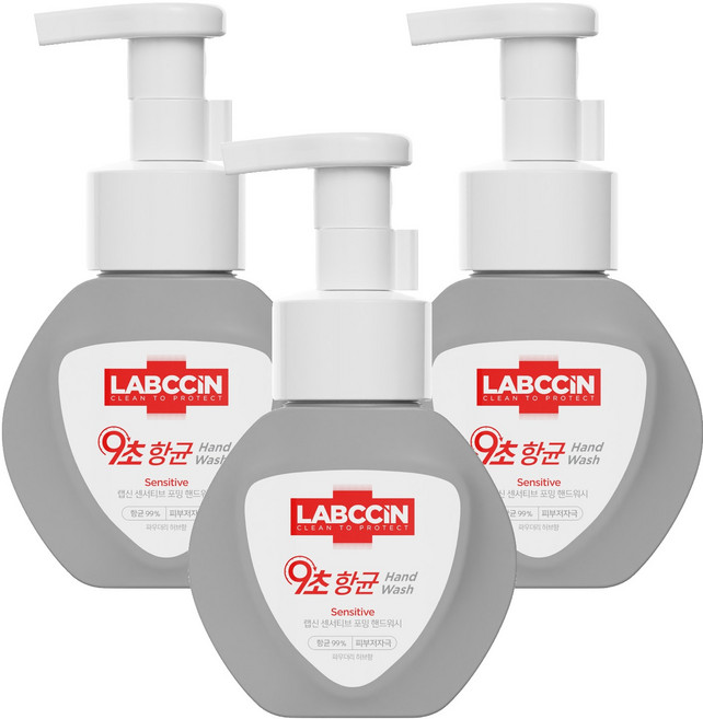 랩신 센서티브 핸드워시 용기 파우더리허브향, 250ml, 3개